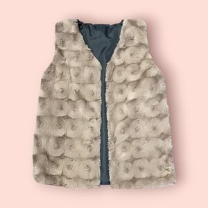 Youth Girls Deux Par Deux Tan Faux Fur Vest, Size 12